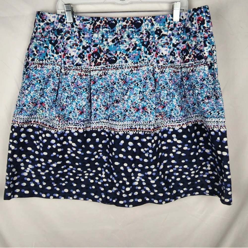 Van Heusen Women's Floral Blue A-line Skirt plus size 18~Pockets! Cotton